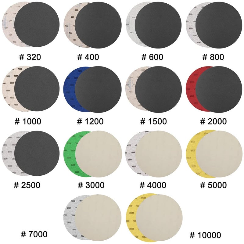 GOH DODD 6 Inch Sanding Disc, 25 Pieces Wet Dry Sandpaper 320 400 600 800 1000 10000 Grit Hook and Loop Sanding Pads for Auto Metal Glass Resin Wood Polishing Sanding - Image 2